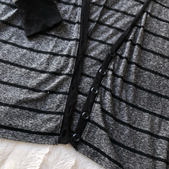 Gray Striped Oversized Boxy Button Up Cardigan - Picture 5 of 7